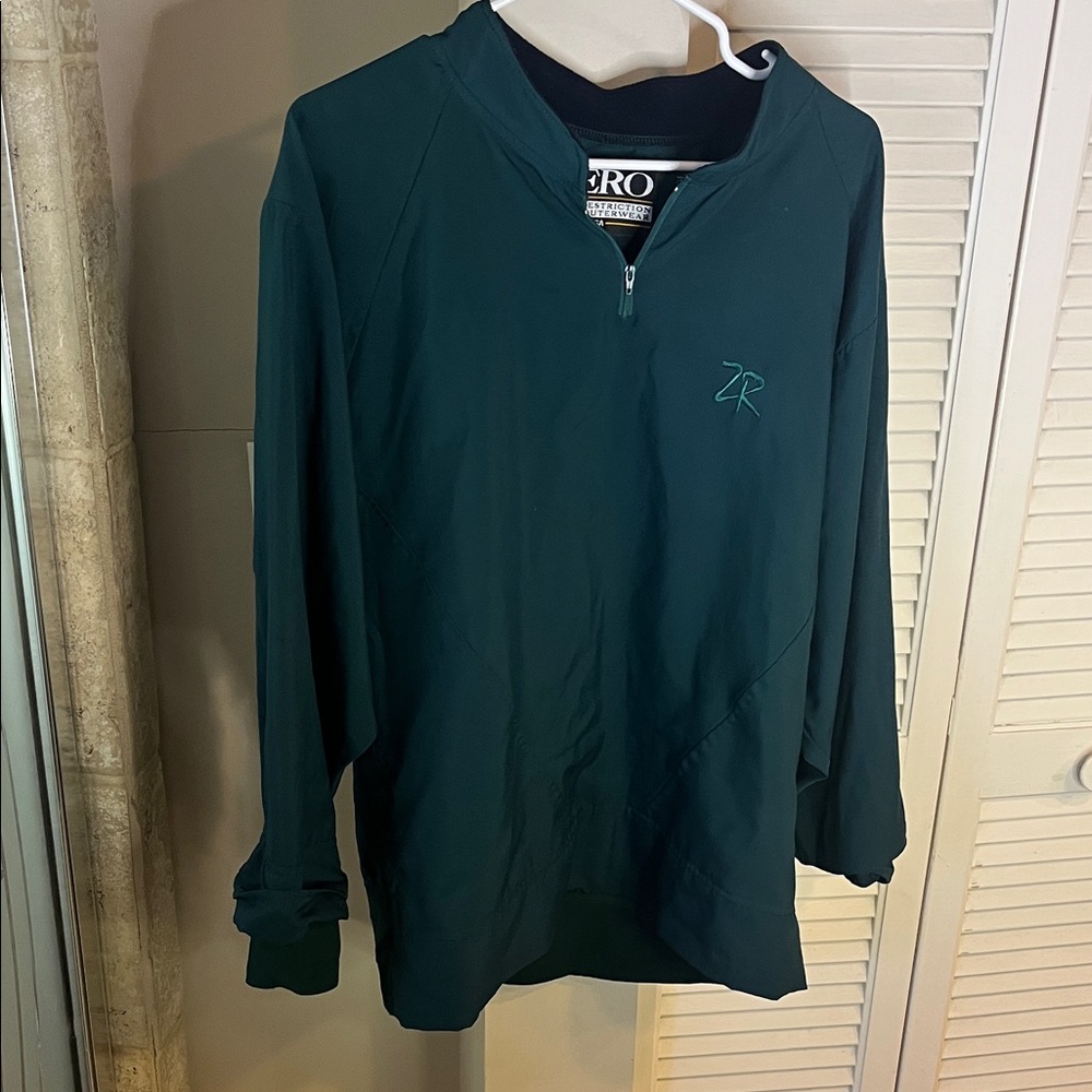Vintage Women's Dark Green Quarter Zip-Up Windbreaker Golf Jacket